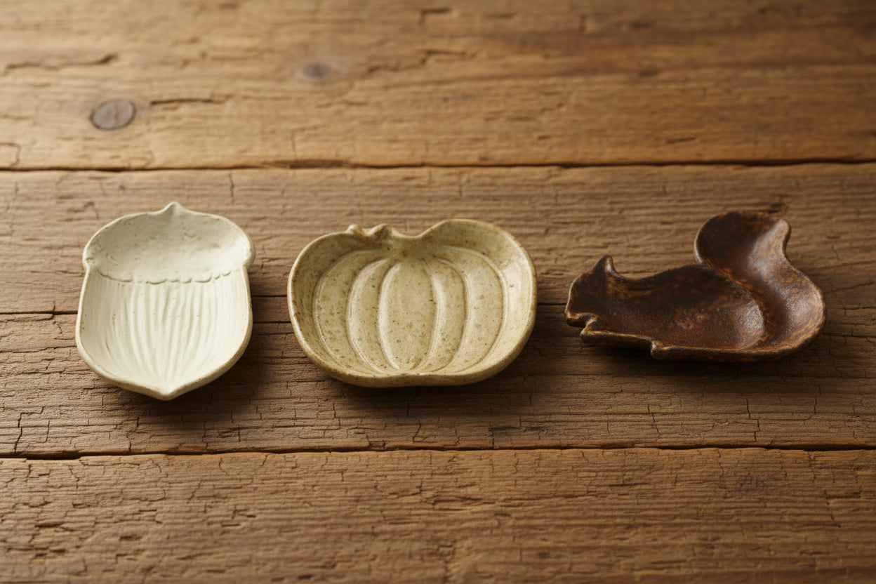 Stoneware Squirrel/Acorn/Pumpkin Shaped Trinket Dishes