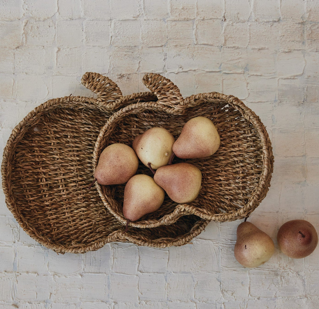 Hand-Woven Seagrass Pumpkin Trays | 2 Sizes