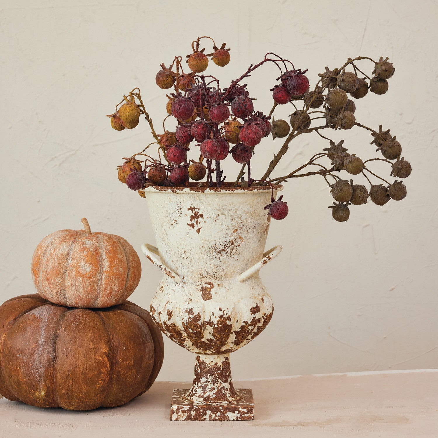 Distressed Faux Rose Hip Stem | 3 Colors