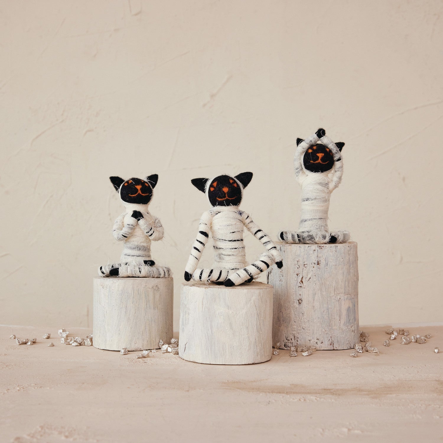 Handmade Wool Felt Mummy Costume Yoga Cat