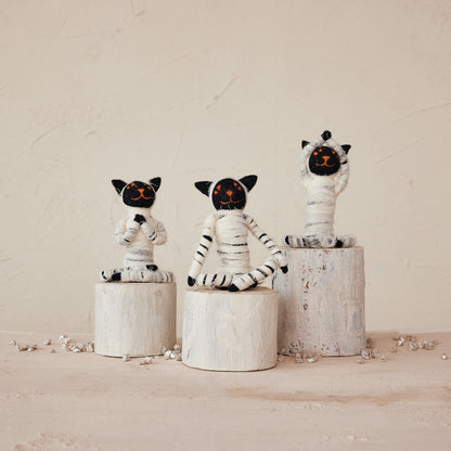 Handmade Wool Felt Mummy Costume Yoga Cat