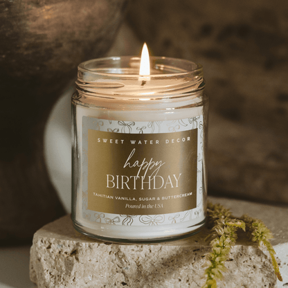 Happy Birthday Soy Candle - Clear Patterned Jar - 9 oz