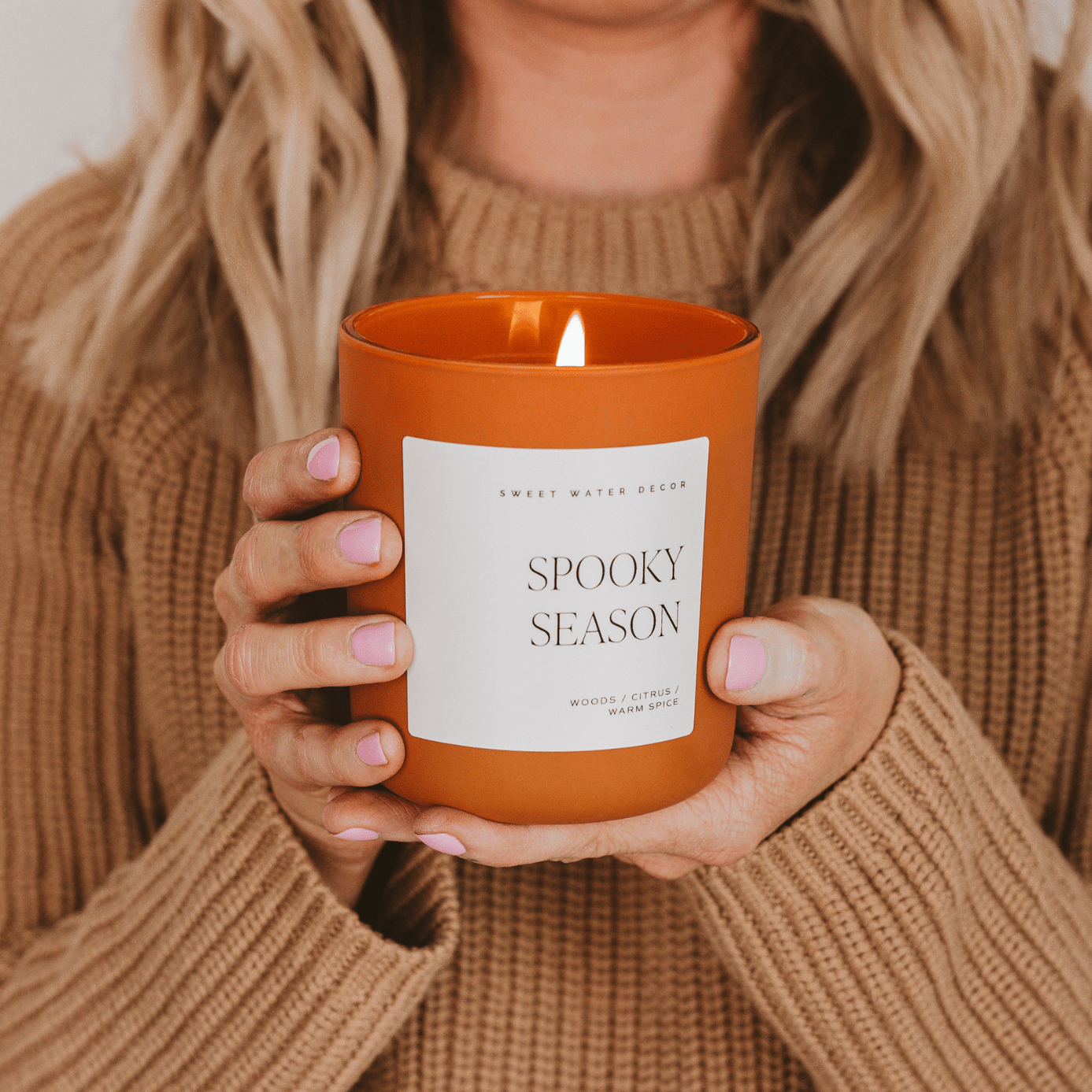 Spooky Season Soy Candle - Orange Matte Jar - 15 oz (Cozy Season)