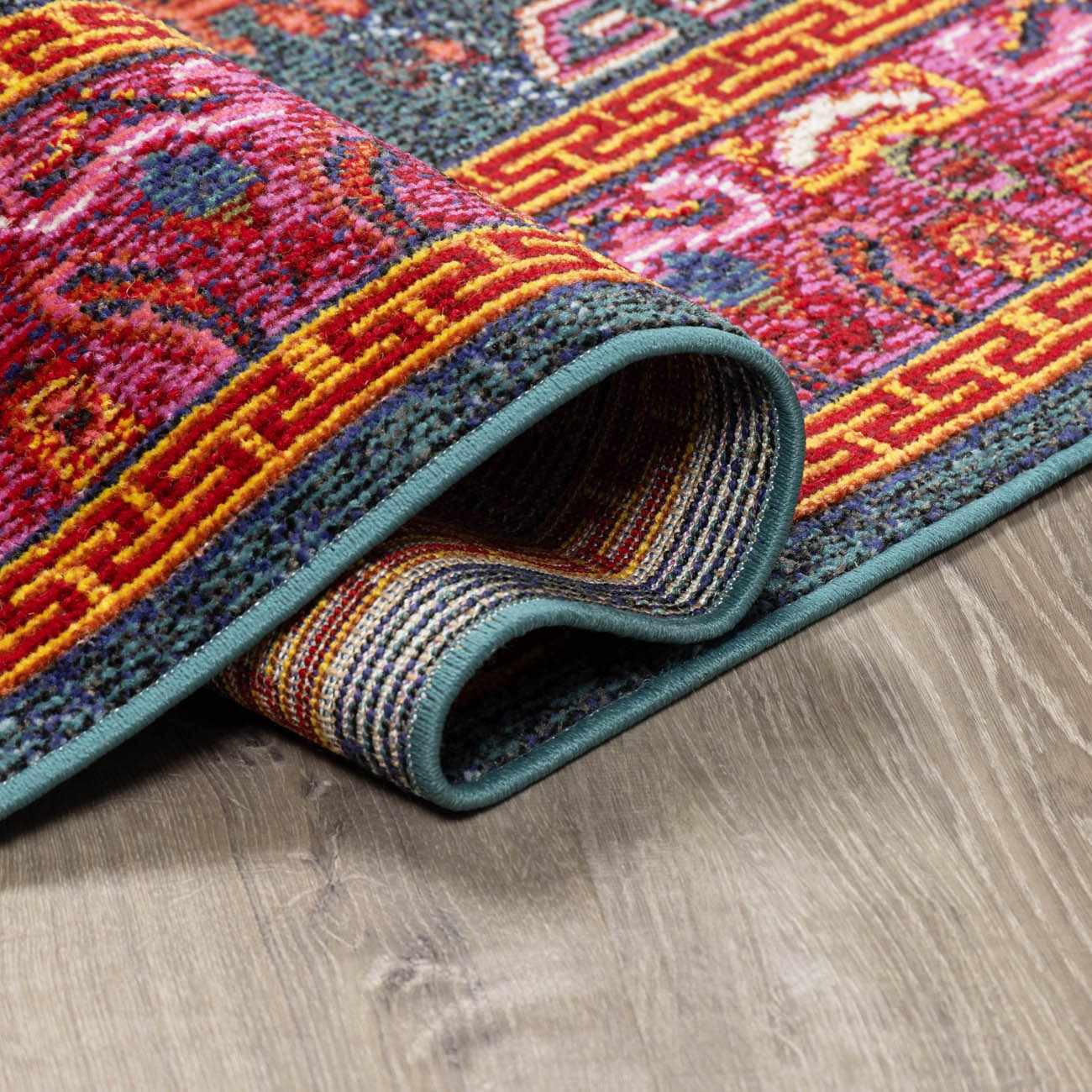 Cleveland Colorful Traditional Area Rug - Teal, Aqua, Navy
