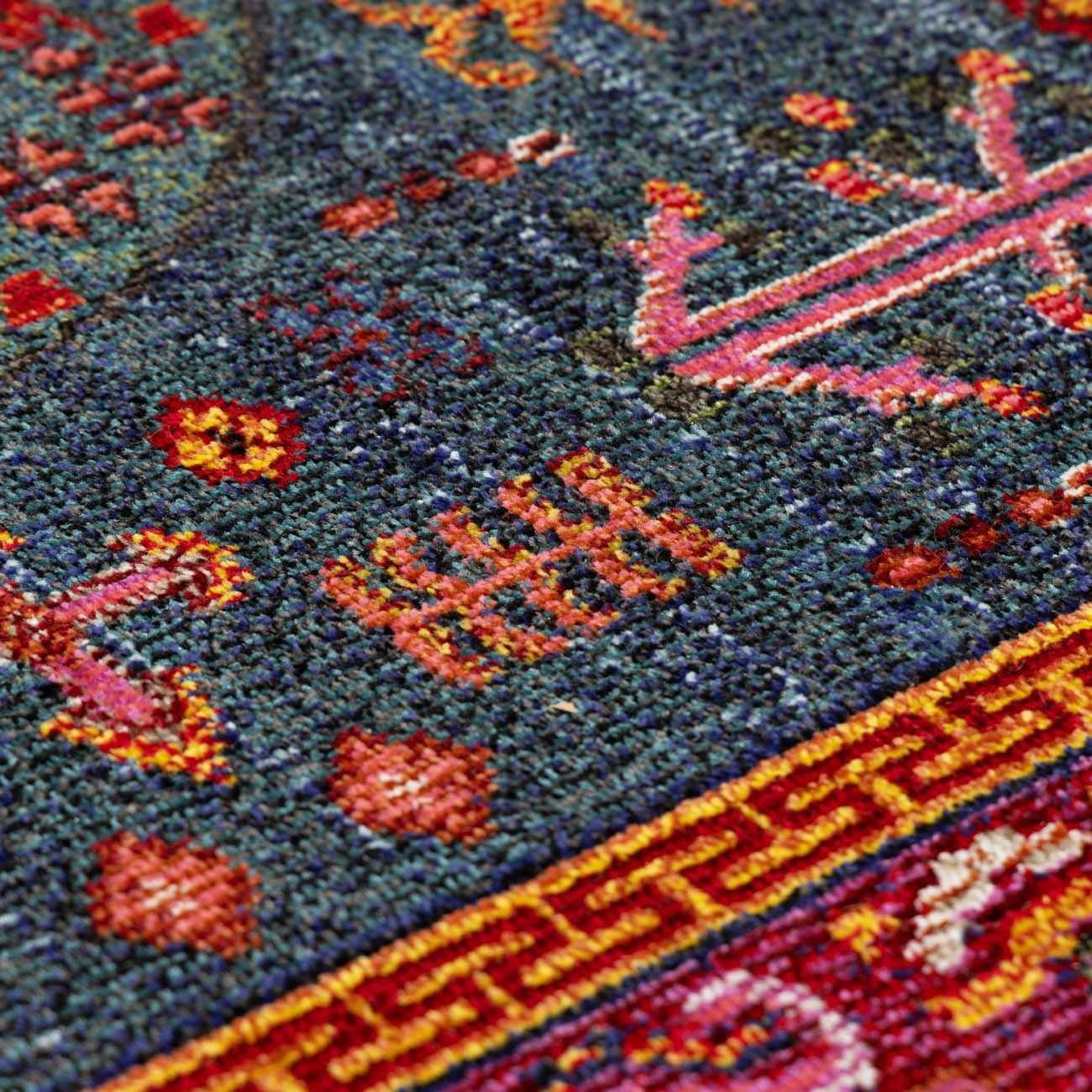Cleveland Colorful Traditional Area Rug - Teal, Aqua, Navy