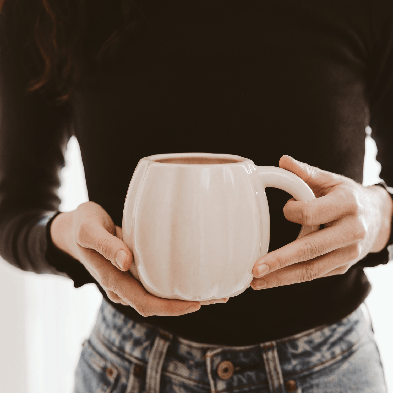 Cream Pumpkin 19 oz Figural Coffee Mug