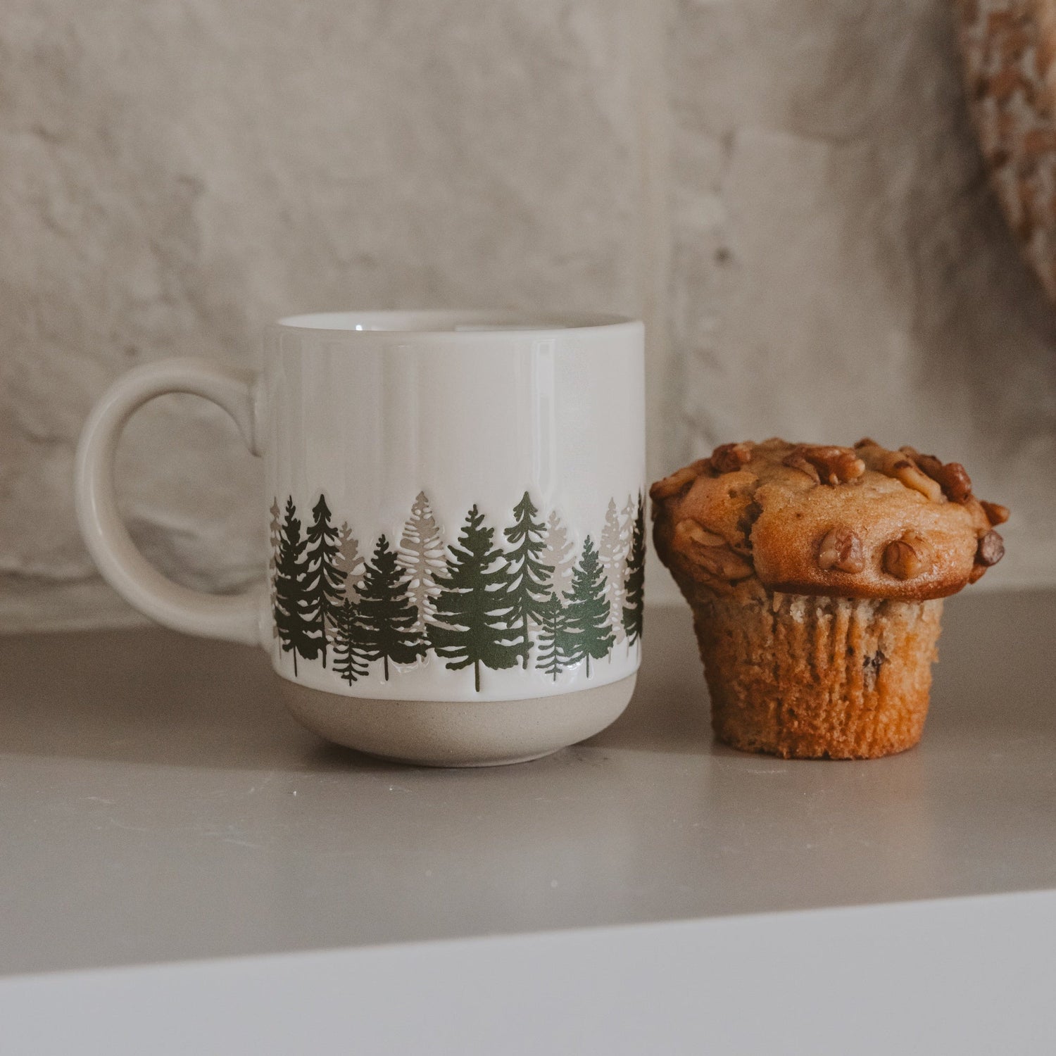 Forest 14 oz Cream Stoneware Coffee Mug