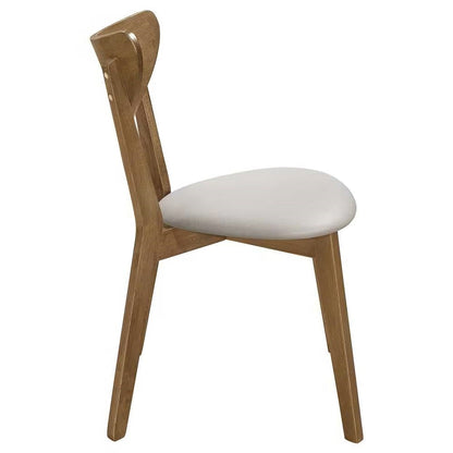 Set of 2 - Mid-Century Modern Wood Dining Chairs with Faux Leather Seat