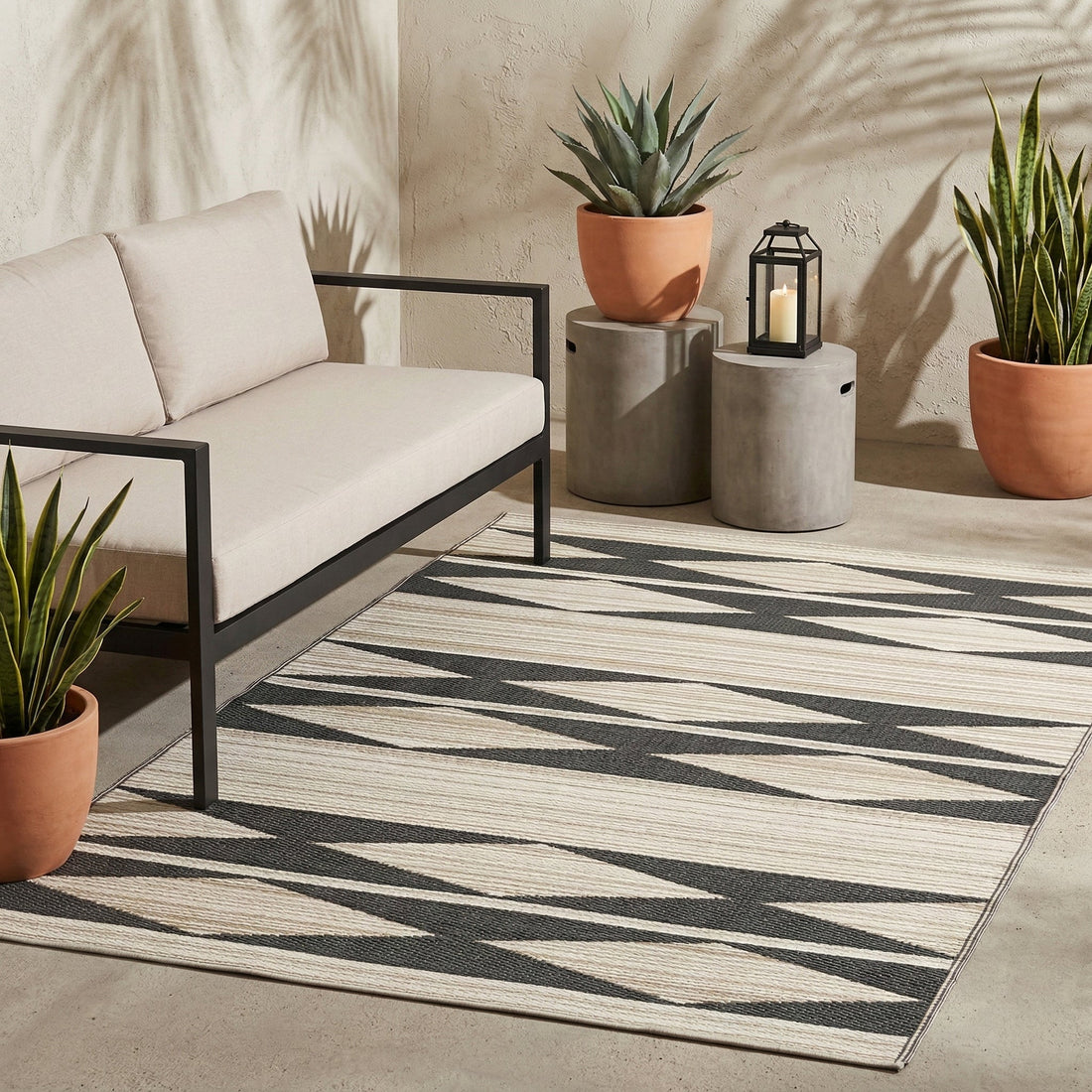 Cairo - Natural/Black Reversible Outdoor Rug