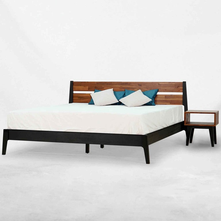 Callisto Solid Acacia Wood Bed Frame and Nightstand Set - 2 Colors
