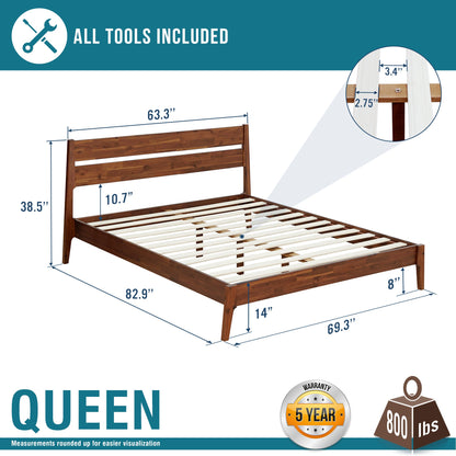 Acacia Callisto Solid Wood Bedframe in Black Ristretto or Walnut Finish