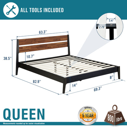 Acacia Callisto Solid Wood Bedframe in Black Ristretto or Walnut Finish