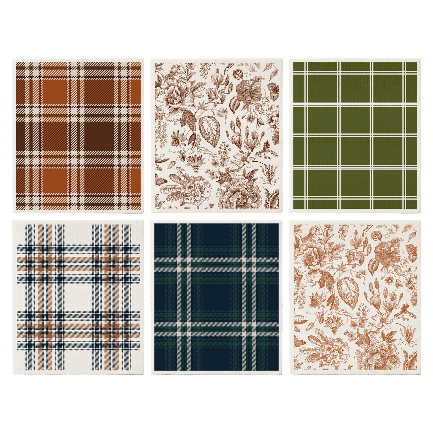 Fall Pattern Swedish Dishcloths - Set of 6