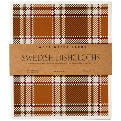 Fall Pattern Swedish Dishcloths - Set of 6