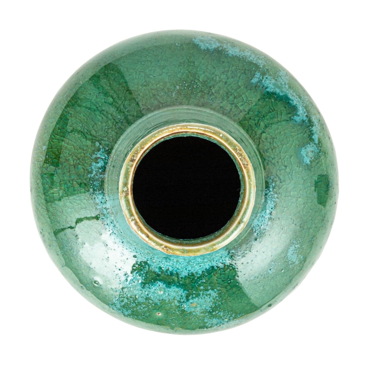 Green &amp; Teal Reactive Glaze Volcano Finish Stoneware Vases
