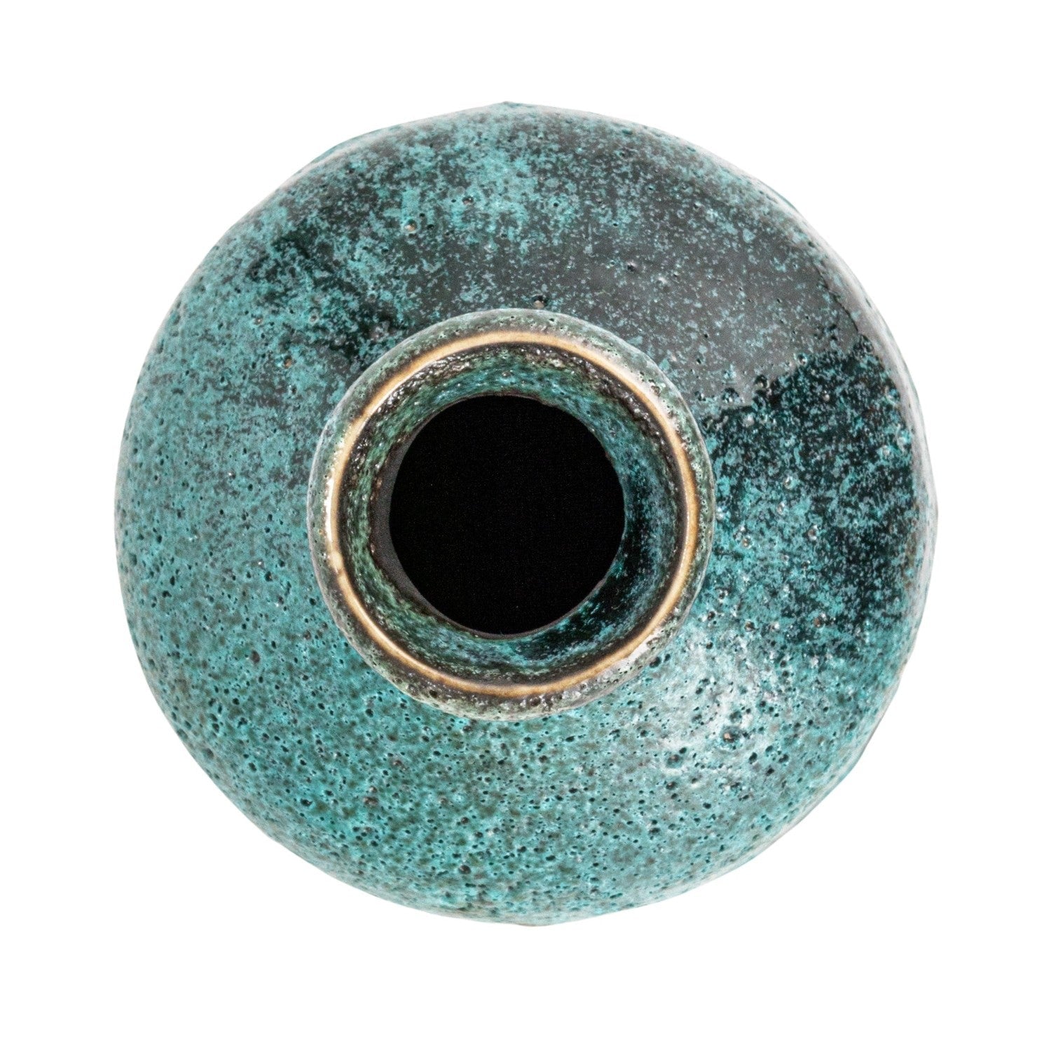 Green &amp; Teal Reactive Glaze Volcano Finish Stoneware Vases