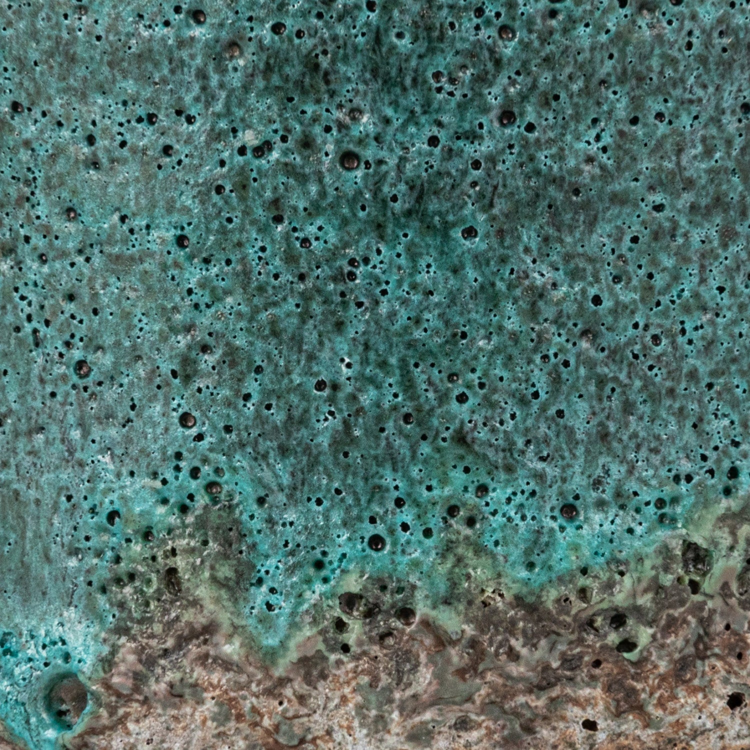 Green &amp; Teal Reactive Glaze Volcano Finish Stoneware Vases