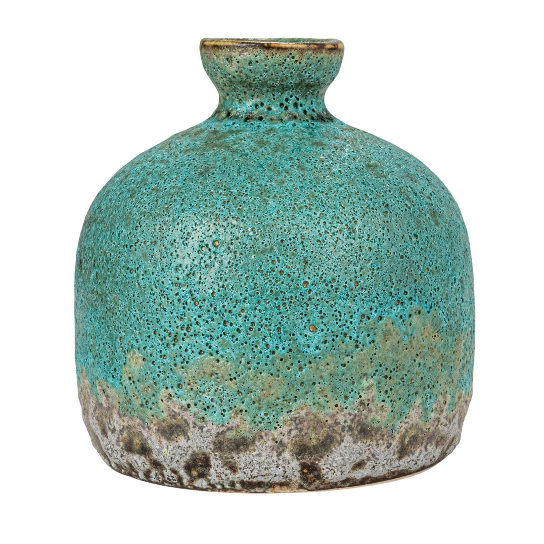 Green &amp; Teal Reactive Glaze Volcano Finish Stoneware Vases