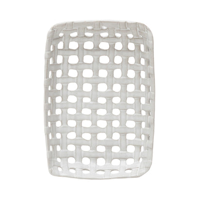 Handmade Reactive Glaze Cream Stoneware Basket Dish