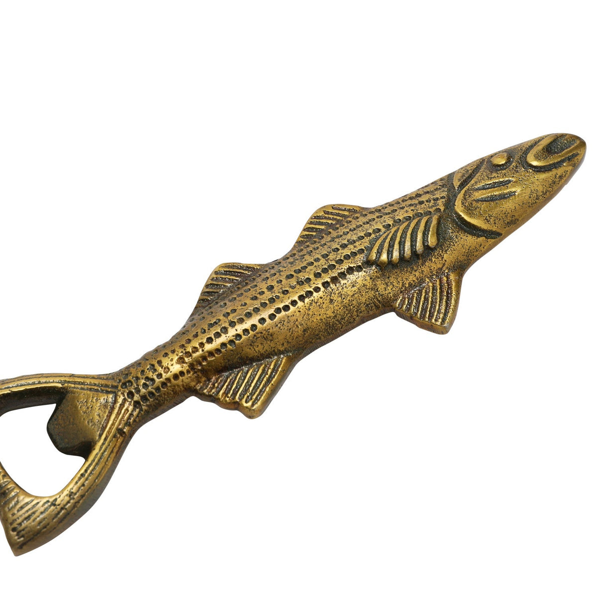 Antique Gold Aluminum Fish Bottle Opener