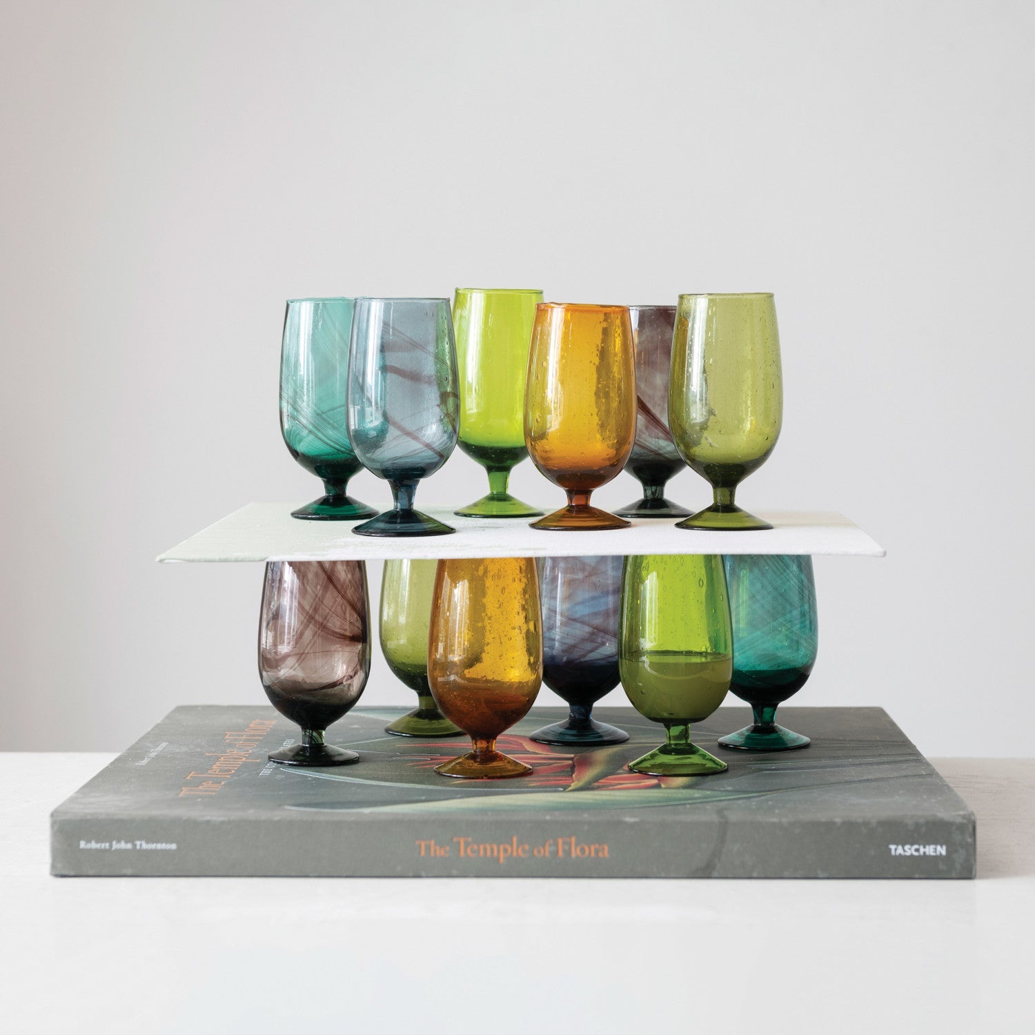 Hand-Blown Stemmed Drinking Wine Glass - 1 Pc, 6 Colors to Choose From.