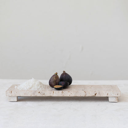 Travertine Stone Footed Cheese &amp; Serving Board