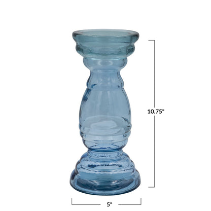 Blue Recycled Glass Candle Holders | 2 Sizes