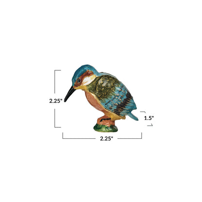 Kingfisher Bird Enameled Metal Trinket Box