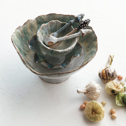 Reactive Glaze Ceramic Footed Bowl
