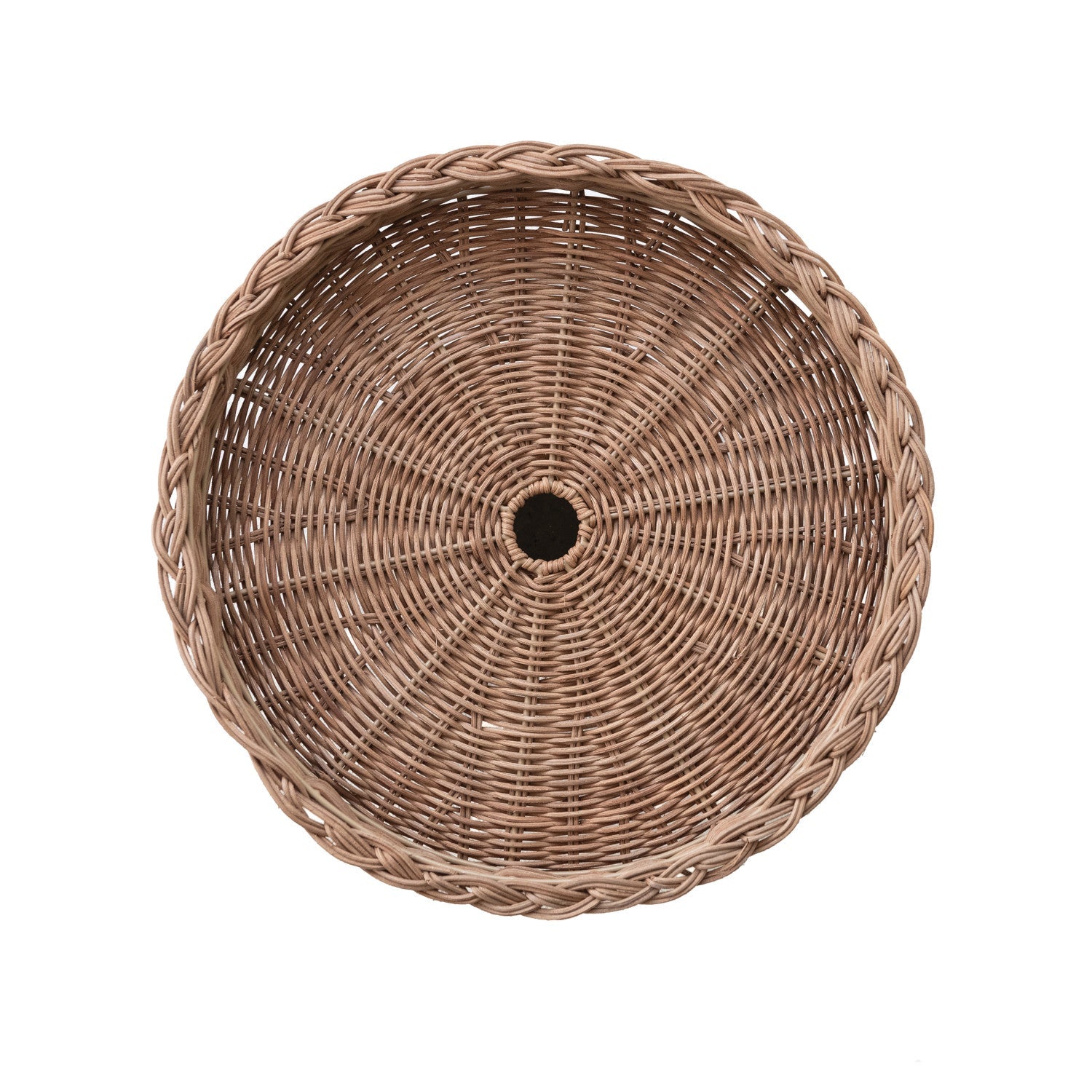 Natural Rattan Pedestal Stand with Braided Rim