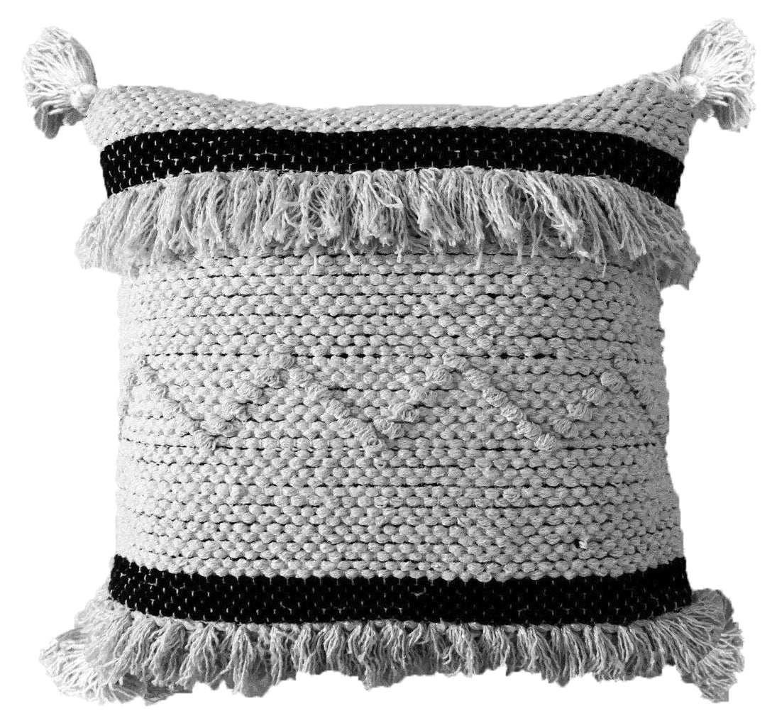 Throw Pillow Cover Black &amp; Beige Stripes 20" X 20" with Insert
