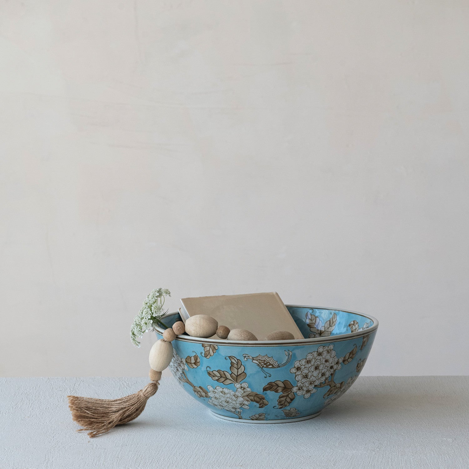 Hand-Painted Blue Ceramic Serving Bowl