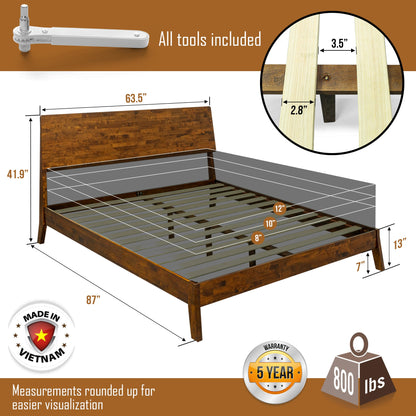 Serenity Deluxe Acacia Wood Platform Bed Frame - Multiple Finishes