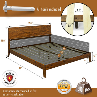 Serenity Deluxe Acacia Wood Platform Bed Frame - Multiple Finishes