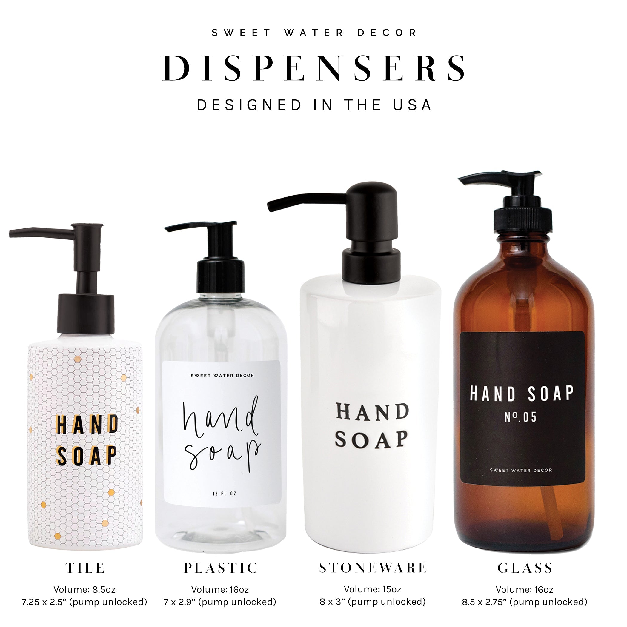 16oz Clear Plastic Dish Soap Dispenser - White Label