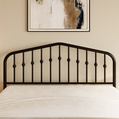 Queen Farmhouse Spindle Black Metal Platform Bed