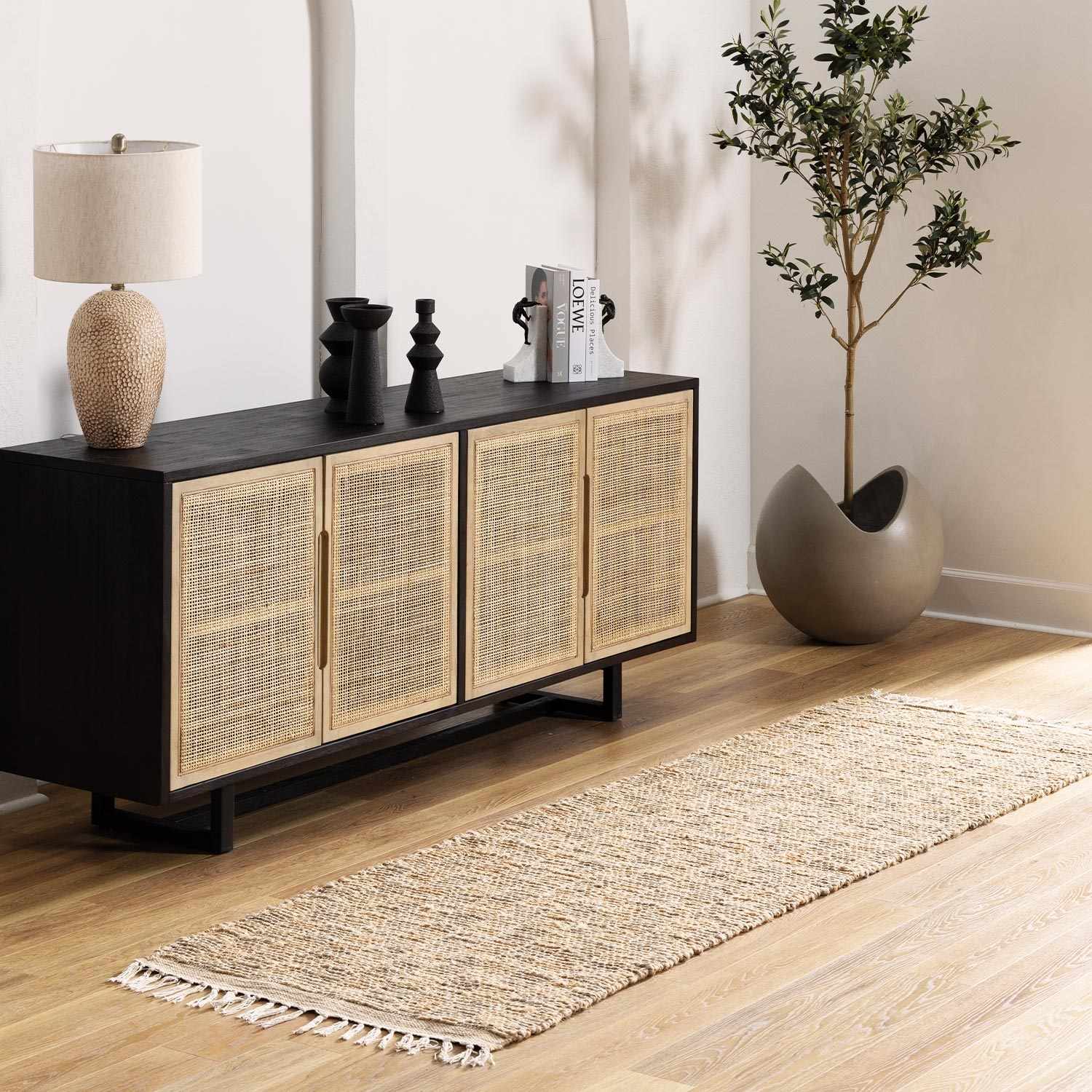 Lonut Checkered Jute Area Rug - Promo
