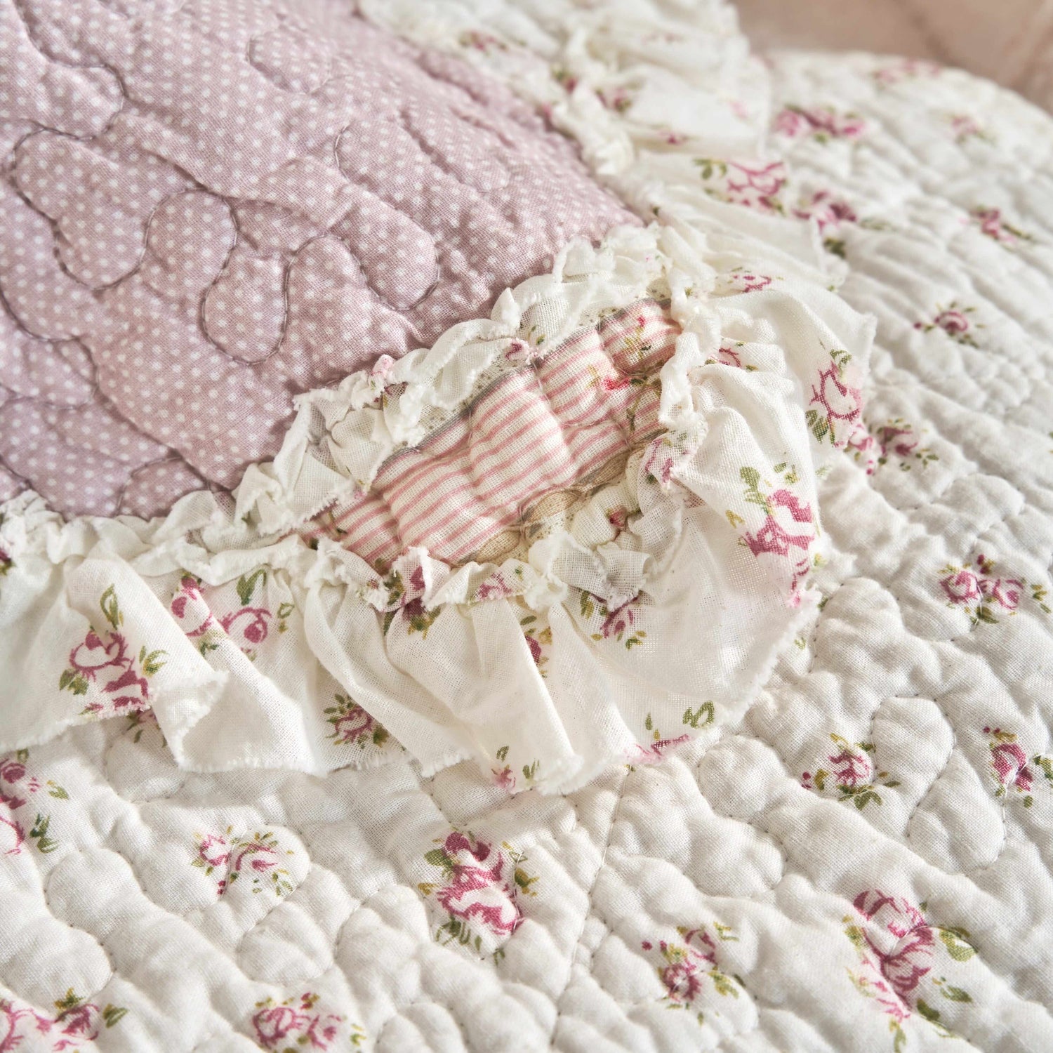 Cotton Patchwork Quilted Blanket - Floral Cottage