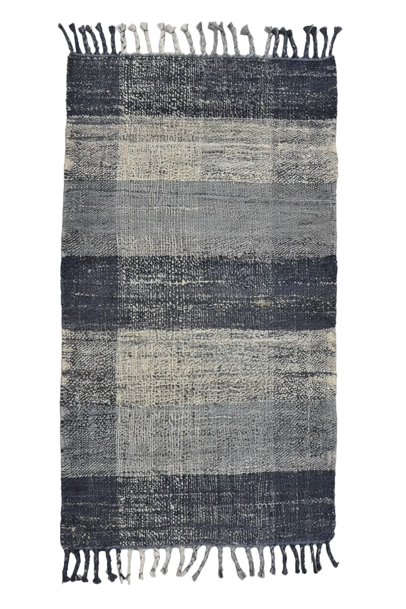 Timbergirl Braided Black Grey 100% Jute Handmade Rug