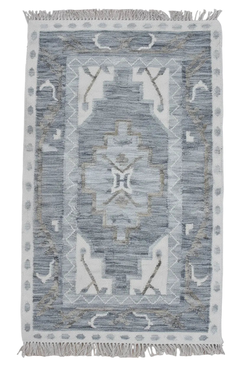 Timbergirl Kilim Blue Wool Handmade Rug