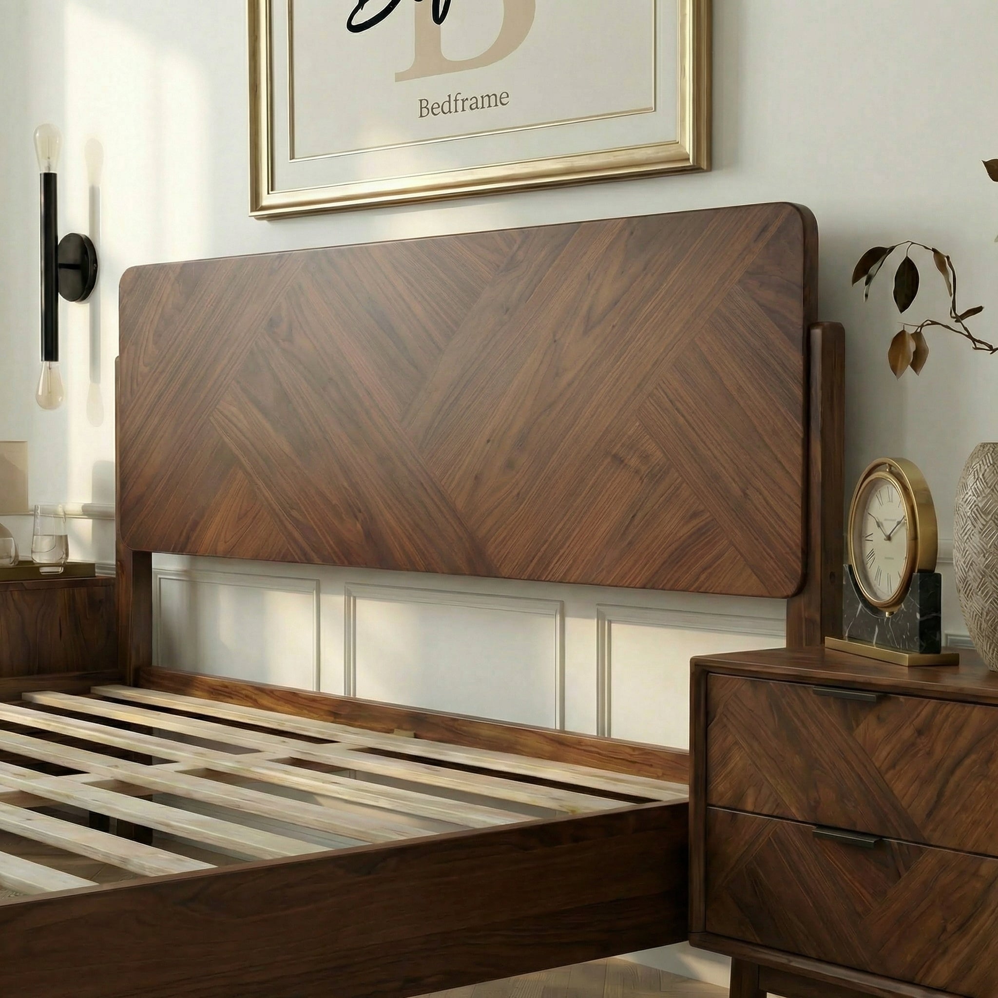 Bifrost Solid Wood Bed Frame in Walnut or Caramel