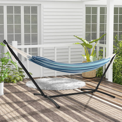 Portable 2-Person Double Hammock Set with Stand and Carrying Cases - Blue