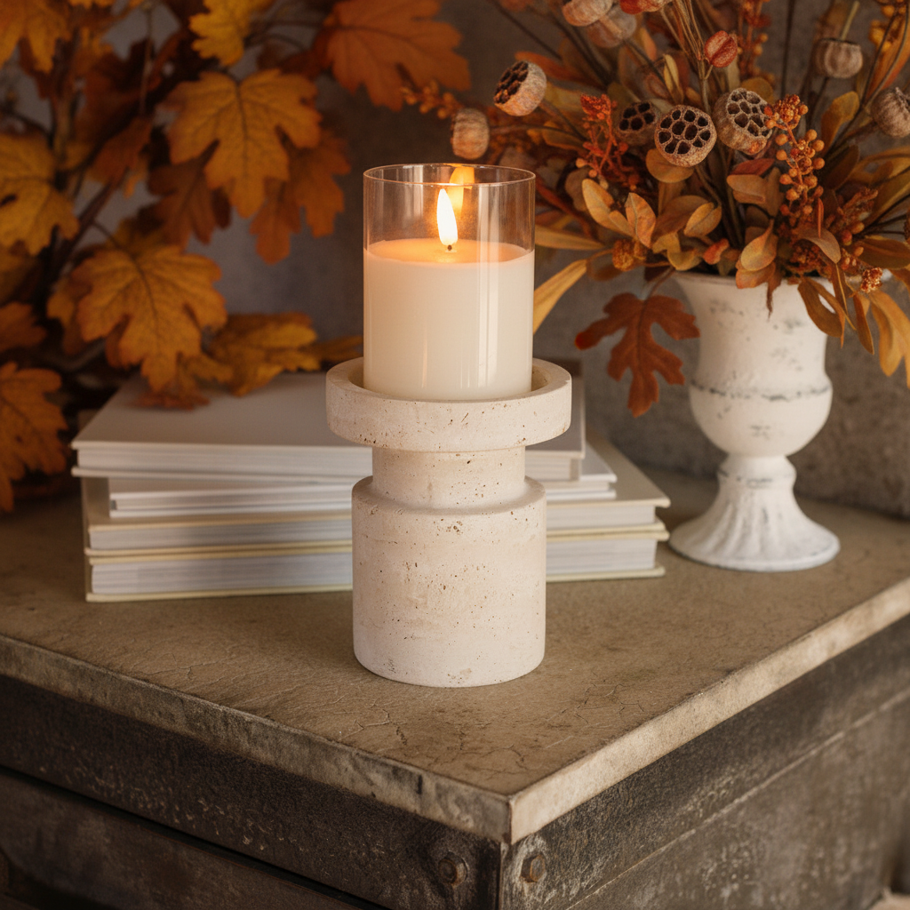 Natural Stone Pillar Candle Stand