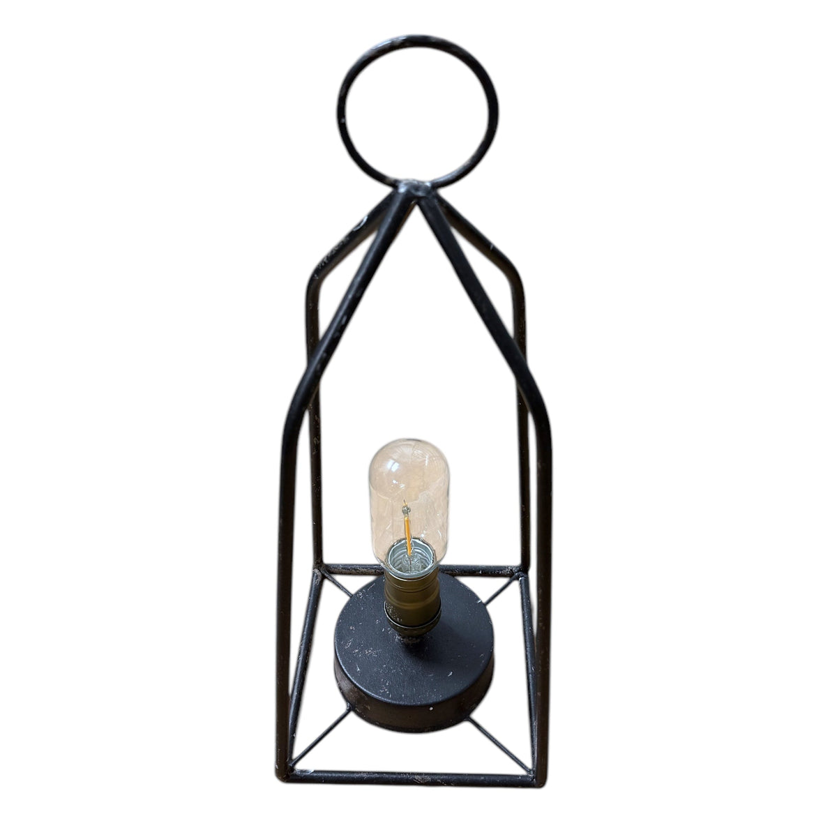 Black Iron Tabletop LED Lamp | Battery-Operated with Timer