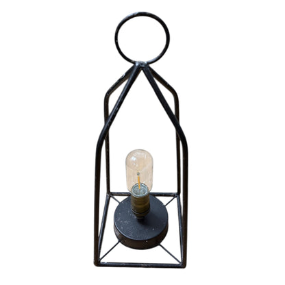 Black Iron Tabletop LED Lamp | Battery-Operated with Timer