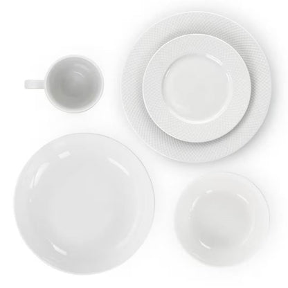 18-Piece White Porcelain Diamond Dinnerware Set with Plate/ Bowls/Mugs - Service for 4