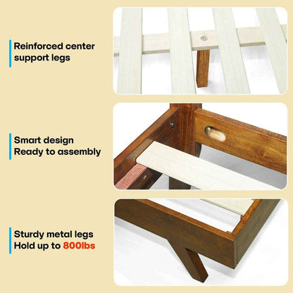 Harmony Acacia Solid Wood Platform Bed Frame in Caramel, Natural Oak, Walnut