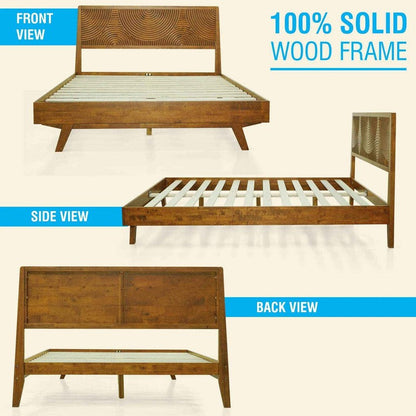 Harmony Acacia Solid Wood Platform Bed Frame in Caramel, Natural Oak, Walnut