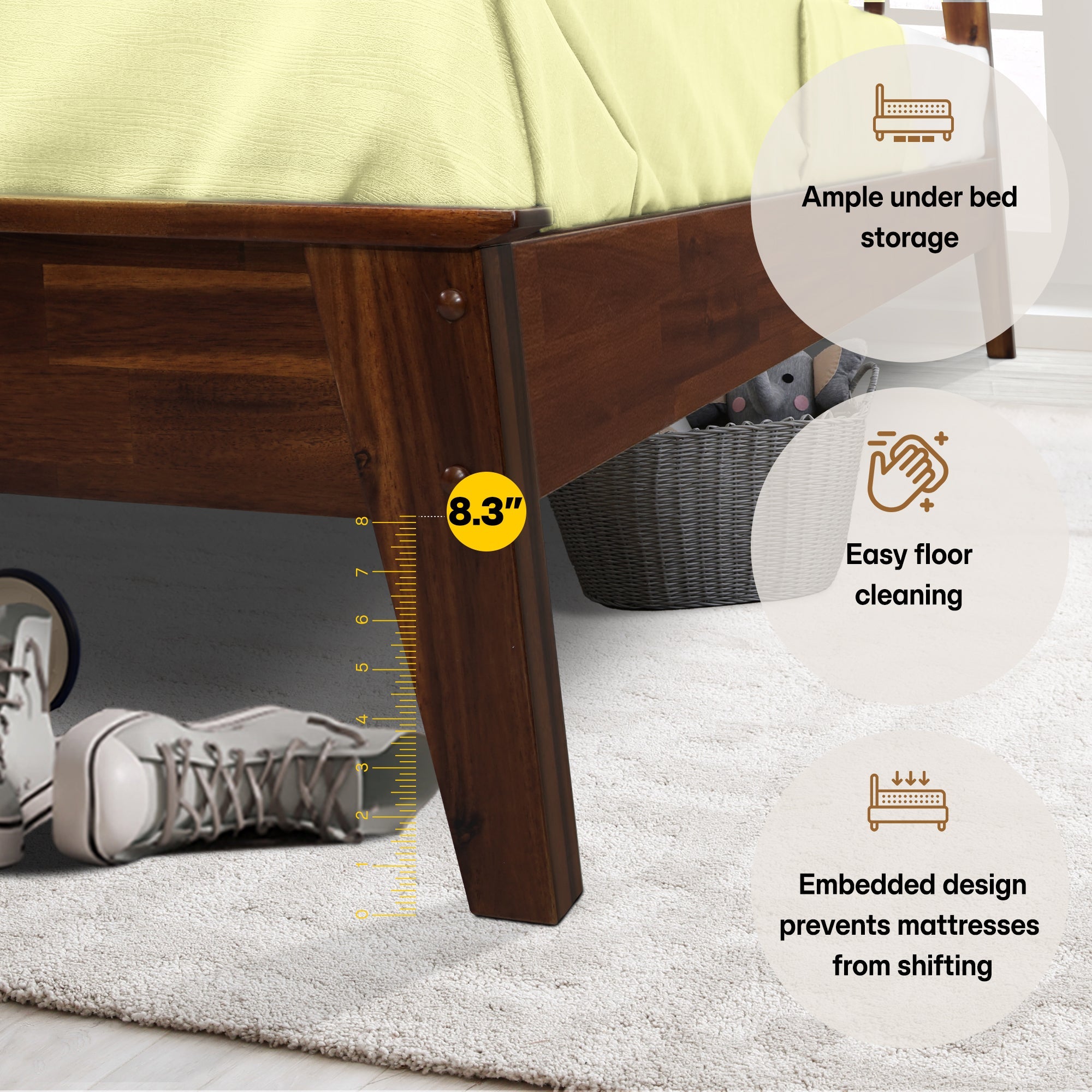 Kaylin Solid Acacia Wood Bed Frame