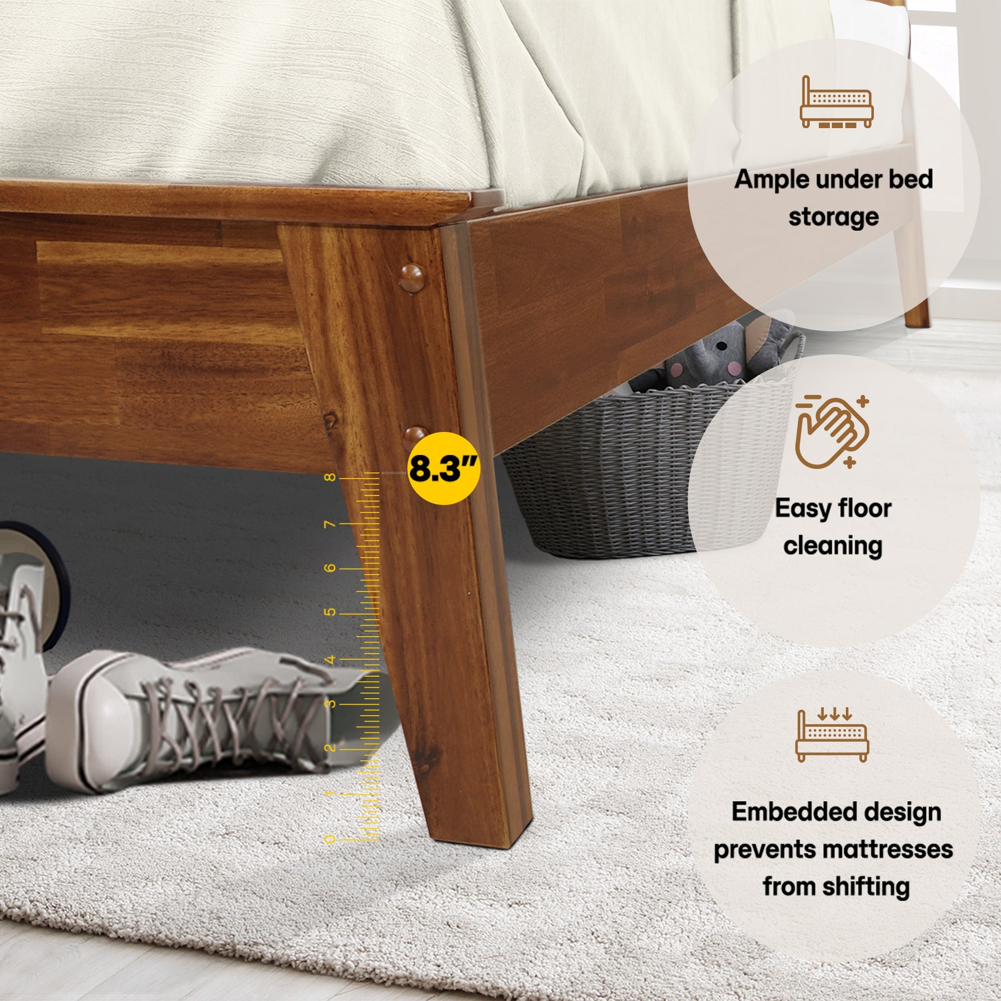 Kaylin Solid Acacia Wood Bed Frame